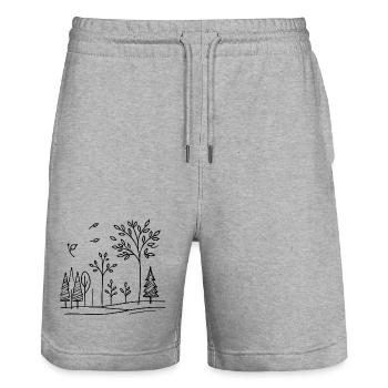 Pure Nature - Stanley/Stella Trainer Unisex Organic Jogging Shorts - heather grey - Front - Nik (191cm) & Marisol (170cm)
