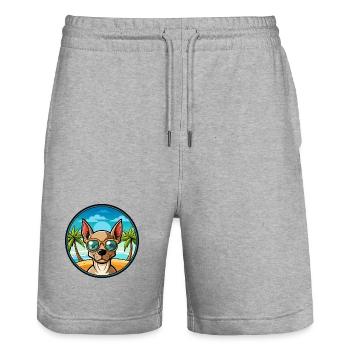 Mexikanische haarlose Hunderasse Cartoon Sonnenbrille Strand - Stanley/Stella Unisex Bio Joggingshorts Trainer  - Grau meliert - Vorne - Nik (191cm) & Marisol (170cm)