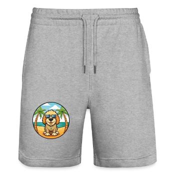 Spanisch Wasser Hund Rasse Cartoon Sonnenbrille Strand - Stanley/Stella Unisex Bio Joggingshorts Trainer  - Grau meliert - Vorne - Nik (191cm) & Marisol (170cm)