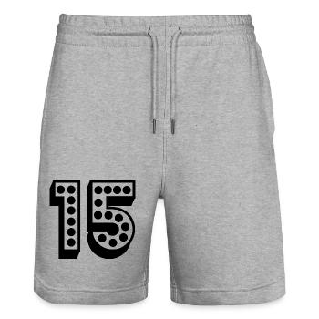 15. 15 ANS. 15e ANNIVERSAIRE. ANNIVERSAIRE 15 ANS. - Short de jogging bio TRAINER Stanley/Stella unisexe - gris chiné - Devant - Nik (191cm) & Marisol (170cm)