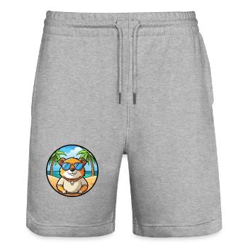 Cochon d’Inde Drôle Dessin Animé Plage Été Lunettes de soleil - Short de jogging bio TRAINER Stanley/Stella unisexe - gris chiné - Devant - Nik (191cm) & Marisol (170cm)