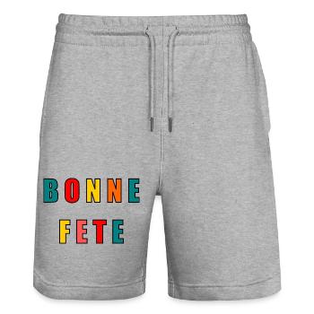 MOTHER'S DAY. HAPPY MOTHER'S DAY. MOM - Stanley/Stella Trainer Unisex Organic Jogging Shorts - heather grey - Front - Nik (191cm) & Marisol (170cm)