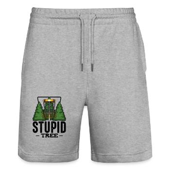 Stupid Tree Discgolf Spruch Frisbee Geschenk - Stanley/Stella Unisex Bio Joggingshorts Trainer  - Grau meliert - Vorne - Nik (191cm) & Marisol (170cm)
