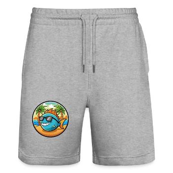 Fisch Lustige Cartoon Sommer Strand Sonnenbrille Aufkleber - Stanley/Stella Unisex Bio Joggingshorts Trainer  - Grau meliert - Vorne - Nik (191cm) & Marisol (170cm)