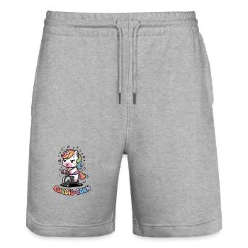 Cardio-corn - Stanley/Stella Trainer Unisex Organic Jogging Shorts - heather grey - Front - Nik (191cm) & Marisol (170cm)