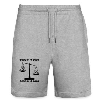 More laws more love - less weapons - Stanley/Stella Trainer Unisex Organic Jogging Shorts - heather grey - Front - Nik (191cm) & Marisol (170cm)