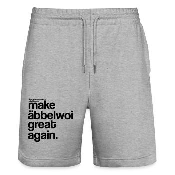 make äbbelwoi great again - Stanley/Stella Unisex Bio Joggingshorts Trainer  - Grau meliert - Vorne - Nik (191cm) & Marisol (170cm)