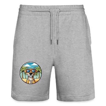 Southern Hound Dog Breed Cartoon Sunglasses Beach - Stanley/Stella Trainer Unisex Organic Jogging Shorts - heather grey - Front - Nik (191cm) & Marisol (170cm)