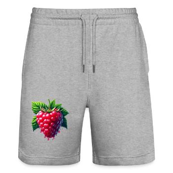 Runny leafy raspberry - Stanley/Stella Trainer Unisex Organic Jogging Shorts - heather grey - Front - Nik (191cm) & Marisol (170cm)