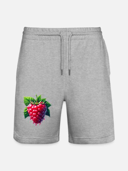 Runny leafy raspberry - Stanley/Stella Trainer Unisex Organic Jogging Shorts - heather grey