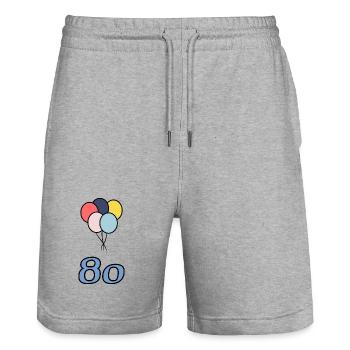 80. 80 ANS. 80e ANNIVERSAIRE. ANNIVERSAIRE 80 ANS. - Short de jogging bio TRAINER Stanley/Stella unisexe - gris chiné - Devant - Nik (191cm) & Marisol (170cm)