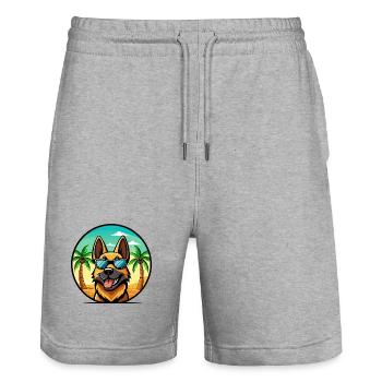 German Shepherd Dog Breed Cartoon Sunglasses Beach - Stanley/Stella Trainer Unisex Organic Jogging Shorts - heather grey - Front - Nik (191cm) & Marisol (170cm)