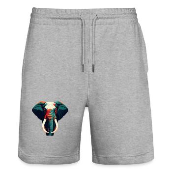 Elephant Cartoon Character Colorful Pet Animal - Stanley/Stella Trainer Unisex Organic Jogging Shorts - heather grey - Front - Nik (191cm) & Marisol (170cm)