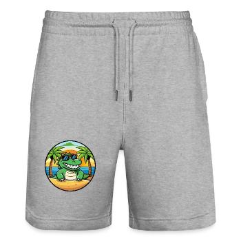 Krokodil Lustige Cartoon Sommer Strand Sonnenbrille - Stanley/Stella Unisex Bio Joggingshorts Trainer  - Grau meliert - Vorne - Nik (191cm) & Marisol (170cm)