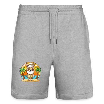 Lama Lustige Cartoon Sommer Strand Sonnenbrille - Stanley/Stella Unisex Bio Joggingshorts Trainer  - Grau meliert - Vorne - Nik (191cm) & Marisol (170cm)