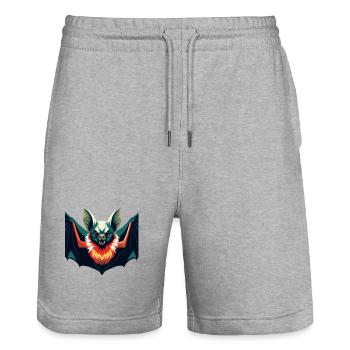 Fledermaus Cartoon Figur Buntes Haustier Tier - Stanley/Stella Unisex Bio Joggingshorts Trainer  - Grau meliert - Vorne - Nik (191cm) & Marisol (170cm)