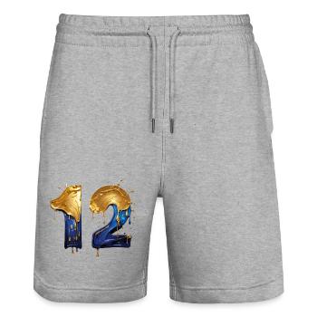 NO. 12 NUMBER 12 COOL 12TH BIRTHDAY - Stanley/Stella Trainer Unisex Organic Jogging Shorts - heather grey - Front - Nik (191cm) & Marisol (170cm)