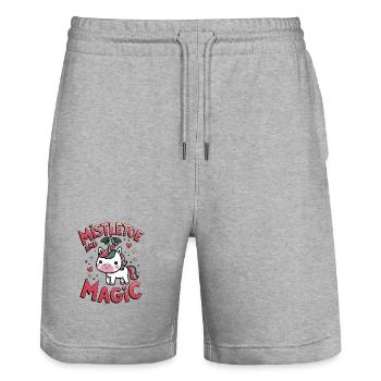 Mistletoe And Magic - Stanley/Stella Trainer Unisex Organic Jogging Shorts - heather grey - Front - Nik (191cm) & Marisol (170cm)