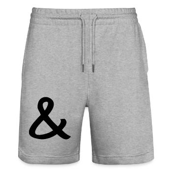 Und-Zeichen - Stanley/Stella Unisex Bio Joggingshorts Trainer  - Grau meliert - Vorne - Nik (191cm) & Marisol (170cm)