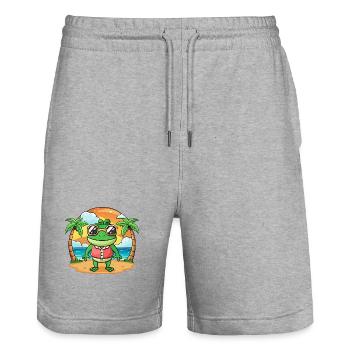 Frosch Lustige Cartoon Sommer Strand Sonnenbrille - Stanley/Stella Unisex Bio Joggingshorts Trainer  - Grau meliert - Vorne - Nik (191cm) & Marisol (170cm)