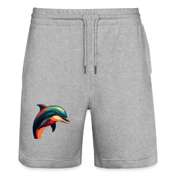 Delfin Cartoon Figur Buntes Haustier Tier - Stanley/Stella Unisex Bio Joggingshorts Trainer  - Grau meliert - Vorne - Nik (191cm) & Marisol (170cm)