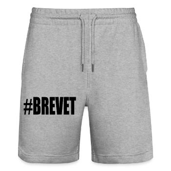 FERRY. BACCALAUREAT. PATENT. DNB. EXAMINATION. WELL DONE - Stanley/Stella Trainer Unisex Organic Jogging Shorts - heather grey - Front - Nik (191cm) & Marisol (170cm)