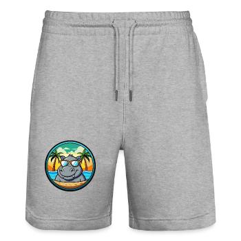 Nilpferd Lustige Cartoon Sommer Strand Sonnenbrille Cool - Stanley/Stella Unisex Bio Joggingshorts Trainer  - Grau meliert - Vorne - Nik (191cm) & Marisol (170cm)