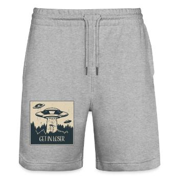 OVNI extraterrestre Drôle de cadeau spatial - Short de jogging bio TRAINER Stanley/Stella unisexe - gris chiné - Devant - Nik (191cm) & Marisol (170cm)