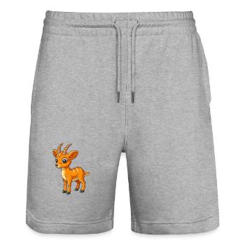 Antilope Niedliche Maskottchen Zeichentrickfigur Kawaii - Stanley/Stella Unisex Bio Joggingshorts Trainer  - Grau meliert - Vorne - Nik (191cm) & Marisol (170cm)