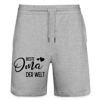 Beste Oma der Welt - Stanley/Stella Unisex Bio Joggingshorts Trainer  - Grau meliert - Vorne - Nik (191cm) & Marisol (170cm)