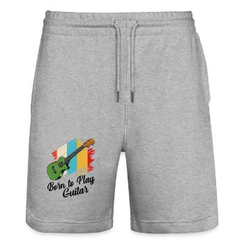 Gitarre - Stanley/Stella Unisex Bio Joggingshorts Trainer  - Grau meliert - Vorne - Nik (191cm) & Marisol (170cm)