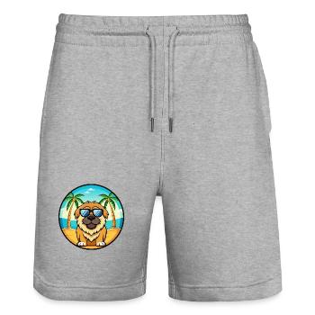 Tibetische Dogge Hunderasse Cartoon Sonnenbrille Strand - Stanley/Stella Unisex Bio Joggingshorts Trainer  - Grau meliert - Vorne - Nik (191cm) & Marisol (170cm)