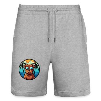 Französisch Bordeaux Mastiff Hunderasse Cartoon Strand - Stanley/Stella Unisex Bio Joggingshorts Trainer  - Grau meliert - Vorne - Nik (191cm) & Marisol (170cm)