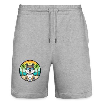 Schwedischer Elchhund Hunderasse Cartoon Sonnenbrille Strand - Stanley/Stella Unisex Bio Joggingshorts Trainer  - Grau meliert - Vorne - Nik (191cm) & Marisol (170cm)