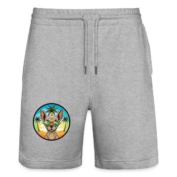 Inka Unbehaarte Hunderasse Cartoon Sonnenbrille Strand - Stanley/Stella Unisex Bio Joggingshorts Trainer  - Grau meliert - Vorne - Nik (191cm) & Marisol (170cm)