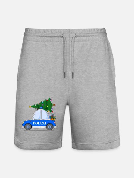 Police Car Christmas - Stanley/Stella Trainer Unisex Organic Jogging Shorts - heather grey