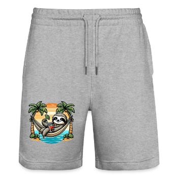 Sloth in hammock - Stanley/Stella Trainer Unisex Organic Jogging Shorts - heather grey - Front - Nik (191cm) & Marisol (170cm)