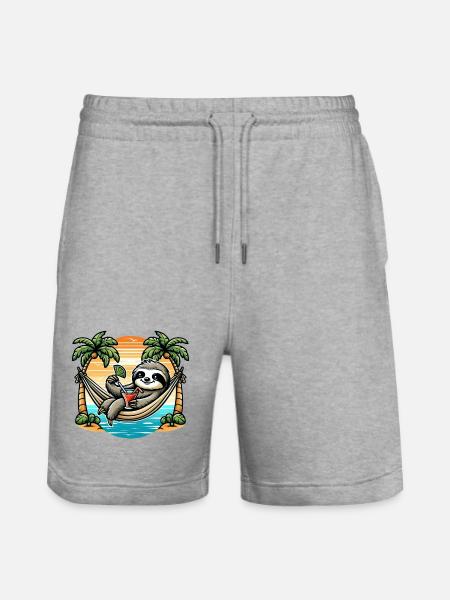 Sloth in hammock - Stanley/Stella Trainer Unisex Organic Jogging Shorts - heather grey