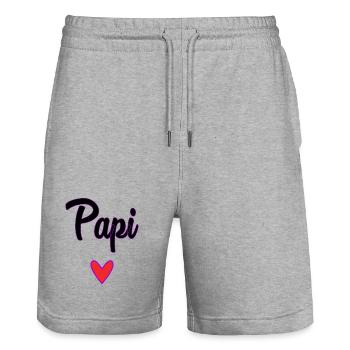 GRANDPA. DAD. FATHER'S DAY. HAPPY FATHER'S DAY - Stanley/Stella Trainer Unisex Organic Jogging Shorts - heather grey - Front - Nik (191cm) & Marisol (170cm)