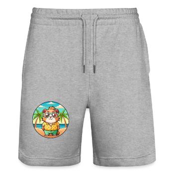 Cochon d’Inde Drôle Dessin Animé Plage Été Lunettes de soleil - Short de jogging bio TRAINER Stanley/Stella unisexe - gris chiné - Devant - Nik (191cm) & Marisol (170cm)