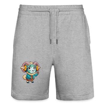 Ram Lustige Zeichentrickfigur Kopfhörer Musik - Stanley/Stella Unisex Bio Joggingshorts Trainer  - Grau meliert - Vorne - Nik (191cm) & Marisol (170cm)