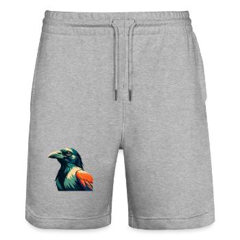 Crow Cartoon Character Colorful Pet Animal - Stanley/Stella Trainer Unisex Organic Jogging Shorts - heather grey - Front - Nik (191cm) & Marisol (170cm)
