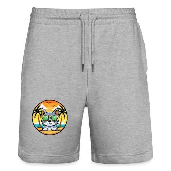 Australische Nebelkatzenrasse Cartoon Sonnenbrille Strand - Stanley/Stella Unisex Bio Joggingshorts Trainer  - Grau meliert - Vorne - Nik (191cm) & Marisol (170cm)