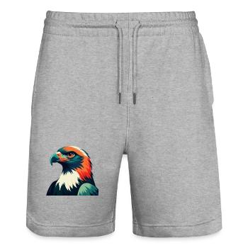 Falke Cartoon Figur Buntes Haustier Tier - Stanley/Stella Unisex Bio Joggingshorts Trainer  - Grau meliert - Vorne - Nik (191cm) & Marisol (170cm)