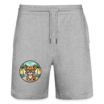 Somali Kurzhaar Katze Rasse Cartoon Sonnenbrille Strand - Stanley/Stella Unisex Bio Joggingshorts Trainer  - Grau meliert - Vorne - Nik (191cm) & Marisol (170cm)