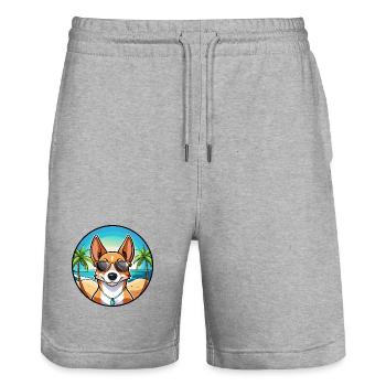 Basenji Hunderasse Cartoon Sonnenbrille Strand - Stanley/Stella Unisex Bio Joggingshorts Trainer  - Grau meliert - Vorne - Nik (191cm) & Marisol (170cm)