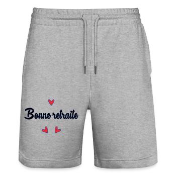 RETIREMENT. COLLEAGUE. RETIREMENT. RETIRED. RETIREMENT. - Stanley/Stella Trainer Unisex Organic Jogging Shorts - heather grey - Front - Nik (191cm) & Marisol (170cm)