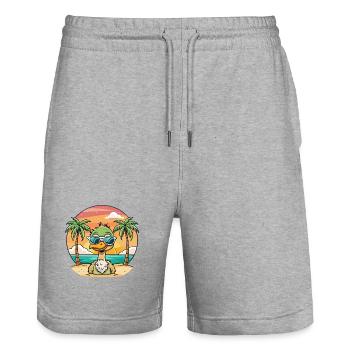 Ostrich Funny Cartoon Summer Beach Sunglasses - Stanley/Stella Trainer Unisex Organic Jogging Shorts - heather grey - Front - Nik (191cm) & Marisol (170cm)