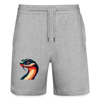 Schlange Cartoon Figur Buntes Haustier Tier - Stanley/Stella Unisex Bio Joggingshorts Trainer  - Grau meliert - Vorne - Nik (191cm) & Marisol (170cm)