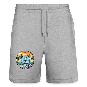 Australische Nebelkatzenrasse Cartoon Sonnenbrille Strand - Stanley/Stella Unisex Bio Joggingshorts Trainer  - Grau meliert - Vorne - Nik (191cm) & Marisol (170cm)